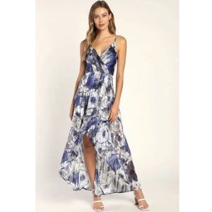 Lulu's | An Enchanting Dream Navy Multi Print High-Low Maxi Dress